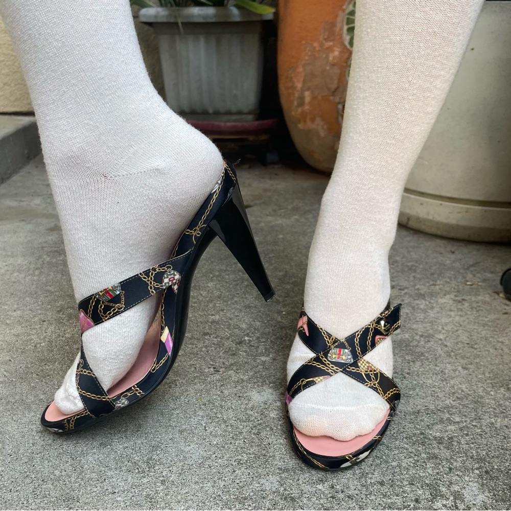 Gucci vintage multicolored satin/leather heels - Picture 3 of 16